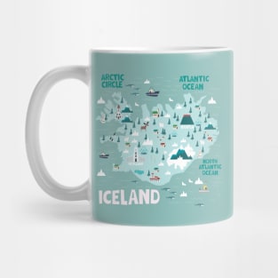 Iceland Illustrated Map Mug